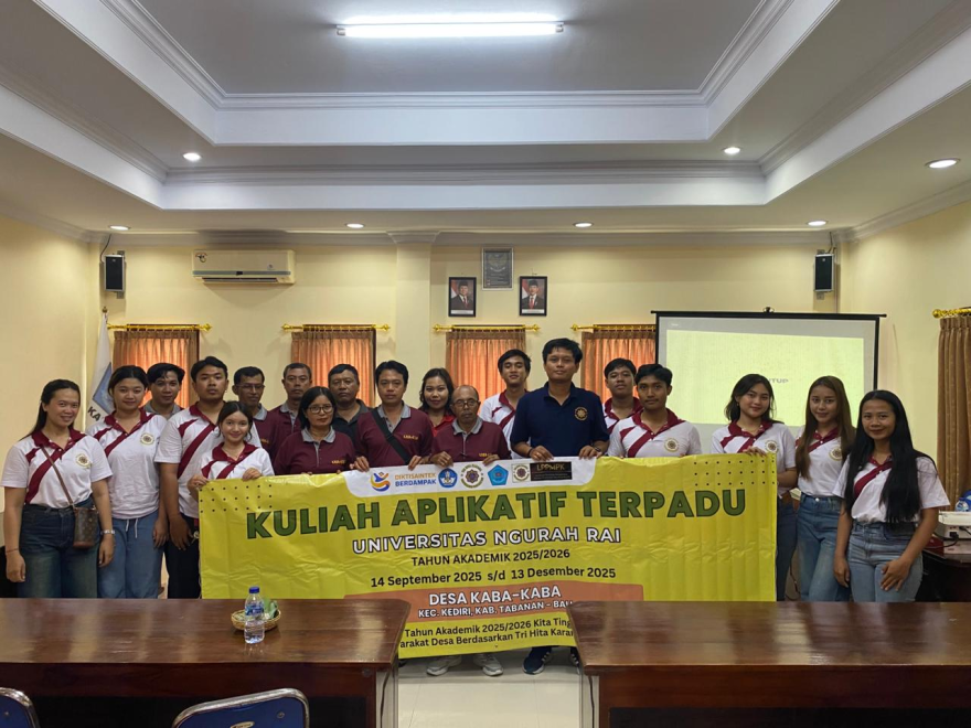 KAT UNIVERSITAS NGURAH RAI MELAKSANAKAN PEMBUKAAN KAT (KULIAH APLIKATIF TERPADU) PERIODE 2025/2026 DI KANTOR DESA KABA - KABA